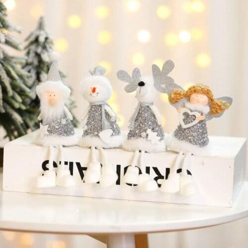 Christmas Dolls Tree Decor New Year Ornament Reindeer Snowman Santa Claus Cute Silver Doll Decoration Merry Christma