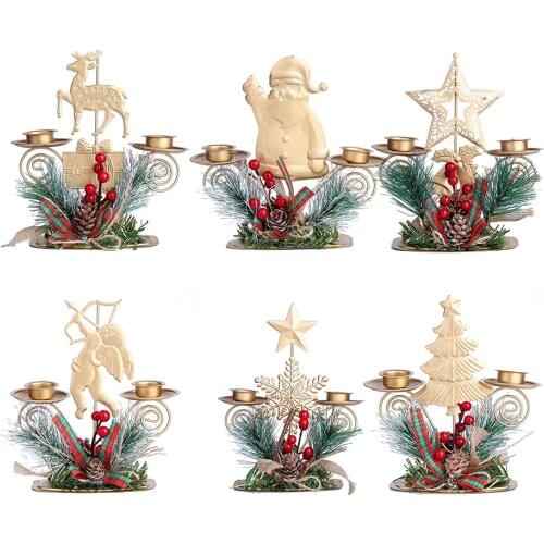 Christmas Gift Wrought Iron Wind Lantern Candle Holder Model Home Table Ornaments Metal Crafts New Year Xmas Party Home Decor