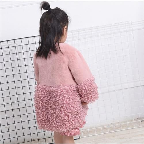 New pink Winter Girls Cute Fashion Fur coat Popular girls Kids Childrens Clothes Girls Faux Fur tickness Baby jacket CT078
