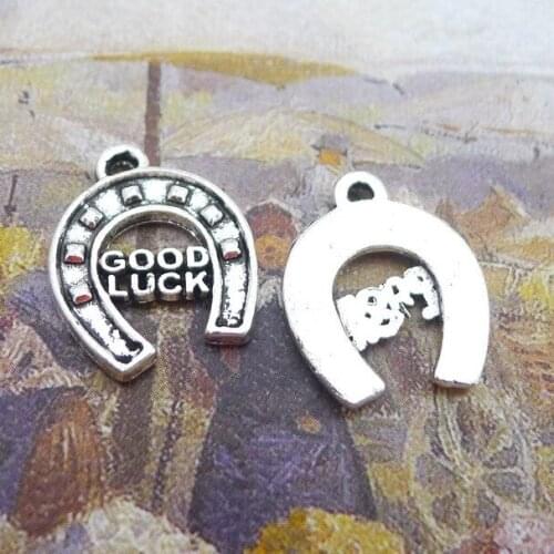 20 Pieces 15*17mm Mixed Alloy Antique Silver Color Horseshoe Lucky Charms Vintage Pendant Accessory For DIY Jewelry Making
