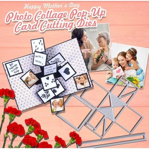 Photo Collage Pop-Up Card Cutting Dies Stencil Template For Scrapbooking Embossing Paper Album Decor Craft Dies B99