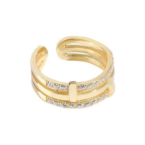 925 Sterling Silver Zircon Rings Gift For Women Luxury Fashion Geometric Gold Designer Engagement Resizable 2021 Trend Jewelry