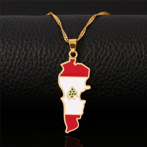 Lebanon Map Flag Pendant Necklaces for Women Jewelry Patriotic Gifts