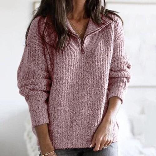 Zipper Half Sweater Women Solid Slim Autumn Winter Thick Clothes 2021 Sueter Mujer Basic Fashion Pullovers