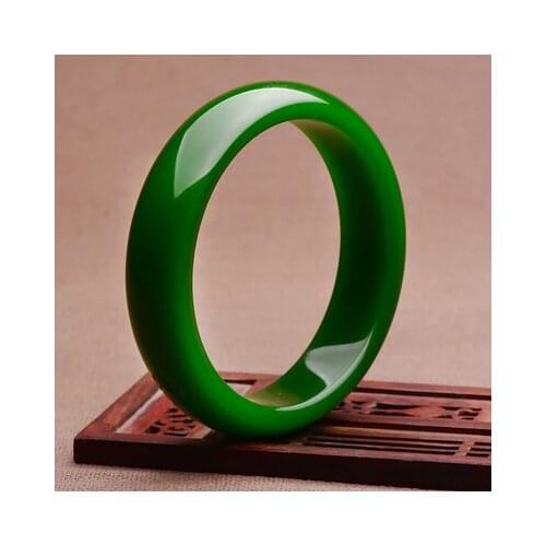 Zheru Jewelry Natural Hetian Jade Green 54-64mm Bracelet Elegant Princess Jewelry Best Gift for Mother and Girlfriend