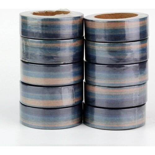 10pcs/lot Decorative Brown Blue Stripes Washi Tapes Paper DIY Scrapbooking Planner Adhesive Masking Tape Bullet Journal Supplies