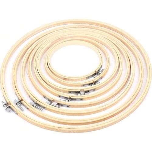 13-34cm Bamboo Wooden Cross Stitch Machine Embroidery Hoop Ring Sewing Craft DIY