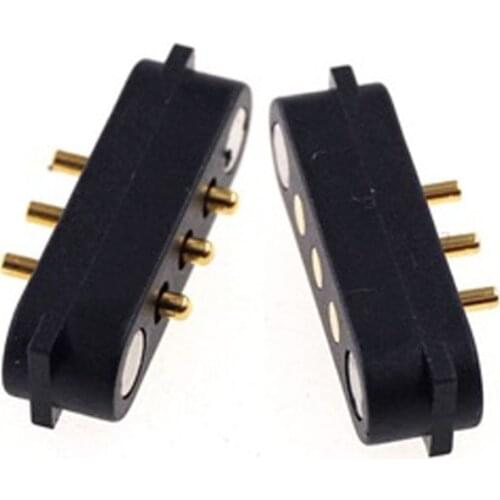 2-5 Pair Magnet attraction Spring Pogo pin connector 3 pin Board Mount male female Probe Power Charge 2.54mm pitch 2.0A 36V