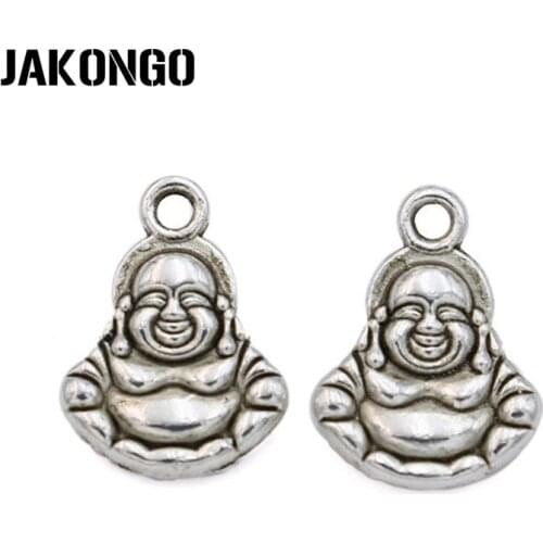 20pcs Antique Silver Plated Buddha Charms Pendants for Jewelry Making Accessories DIY Handmade 14x10mm