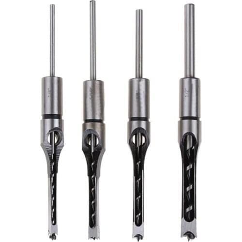 4Pcs/Set HSS Twist Drill Bits, Woodworking Extended Square Drill Tools Kit Set, Auger Hole Cutting Driller, Inch Unit
