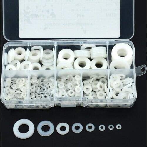 500pcs/box M2 M2.5 M3 M4 M5 M6 M8 M10 White Black Plastic Nylon Flat Washer Plane Spacer Insulation Gasket Ring For Screw