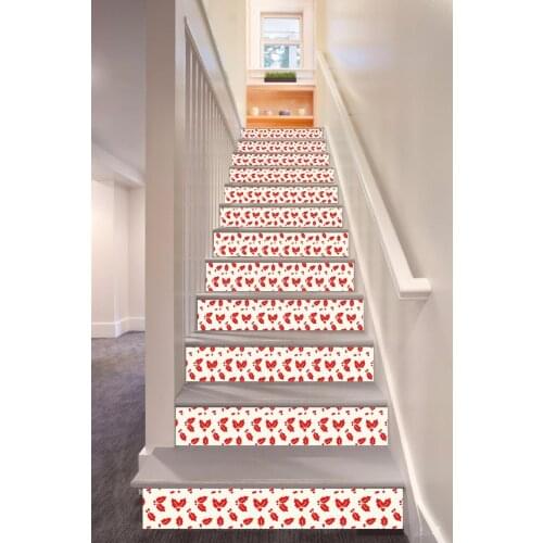 6pcs/set 18cm x 100cm Holly Maple Mistletoe Pattern Style Stair Sticker Wallpaper LTT013