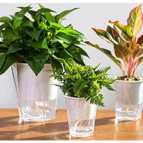 Flower Plant Pot Self Watering Planter Transparent Planting Flower Pot Water Storage Basin HR