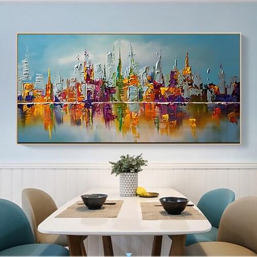 Decorative Canvas wall art abstract modern pictures New york city oil painting on canvas landscape for living room decoration