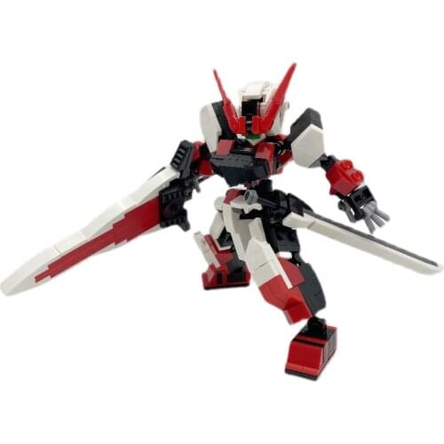 DIY Moc Particle Building Blocks SEED Gundam Astray Red Frame MBF-P02 Mecha Model Assembling and Inserting Toys for Gifts