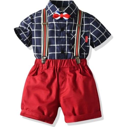 3-8Y Toddler Baby Boy Gentleman Clothes Bow Tie Short Sleeve Shirt Tops Shorts Pants Outfit Set