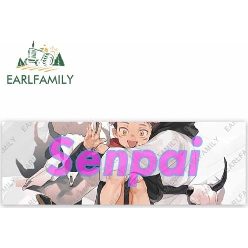EARLFAMILY 13cm x 4.4cm for Senpai Sexy Girl Car Accessoires Stickers Vinyl Car Wrap Decal RV JDM VAN Laptop Waterproof Sticker