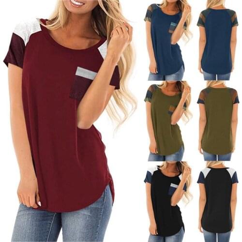 Women Tshirt 2019 Patchwork Harajuku Streetwear Haut Femme Summer T Shirt 2019 Hot Pocket Loose Tshirts Tops Vestidos LDM1921