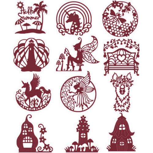 Mushrooms Unicorn Magical Fairy Flower Roof House Llama Metal Cutting Dies For DIY Scrarpbooking Embossing Cards Crafts New 2019