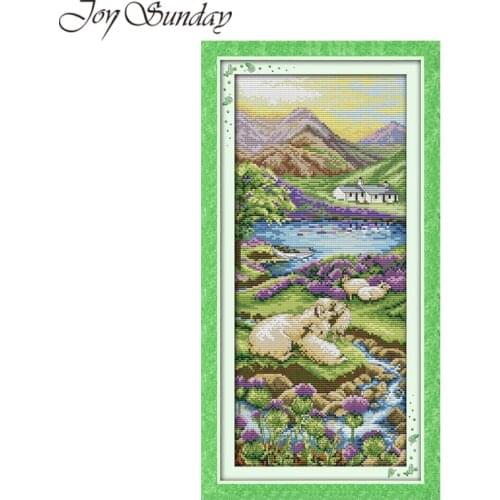 Highland Landscape Cross Stitch Pattern DIY Handwork Counted Printed on Canvas 11CT 14CT DMC Chinese Embroidery Needlework sets