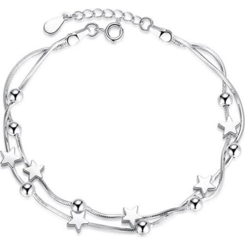 KOFSAC Simple Star Shape Square Bracelet Fashion 925 Sterling Silver Bracelets & Bangles For Women Party Jewelry Girl Best Gift