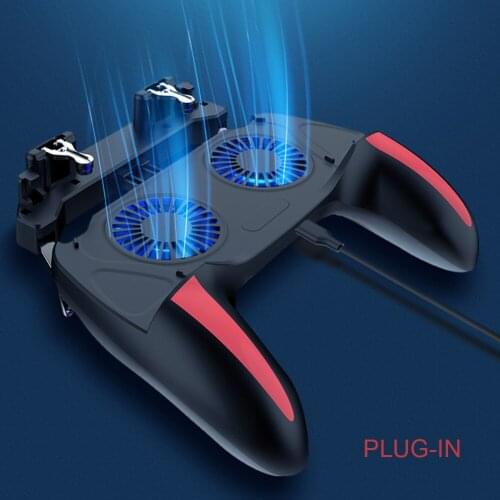 H10 PUBG Controller Mobile Phone USB Charging Game Shooting Joystick with Two Cooling Fans Gamepad for PUBG Android IOS X