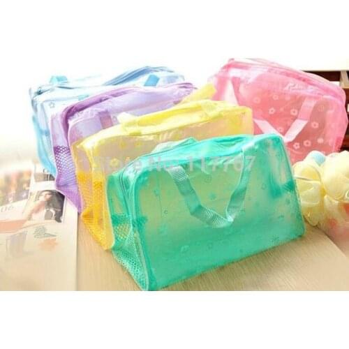 Cosmetic Toiletry Bathing Storage Bag Floral Print Waterproof Cosmetic Bag Toiletry Kits Pouch Travel Beach Makeup Bag 22*14*9cm