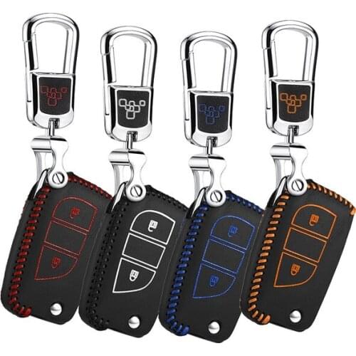 Leather key case for toyota corolla 2017 rav4 2016 prado 2015 86 2014 FJ Cruiser 2012 case remote key cover key Free shipping