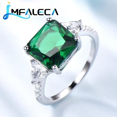 LMFALECA Gemstone Real 925 Silver Ring Square Emerald Ring for Women Birthstone Wedding Engagement Birthday Jewellry Gift