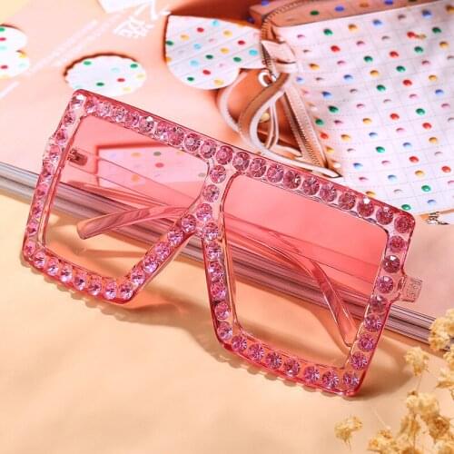 Fashion Retro Sunglasses Women Oversized Square Diamond Sunglass Iced Out Big Frame Mens Accessories Rhinestones Shades Eyewear