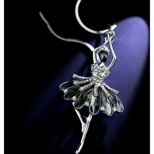 MOONROCY Crystal Long Chain Necklace Sweater Coat Chain Silver Color Ballet Girl Vintage Necklace for Women Gift Dropshipping