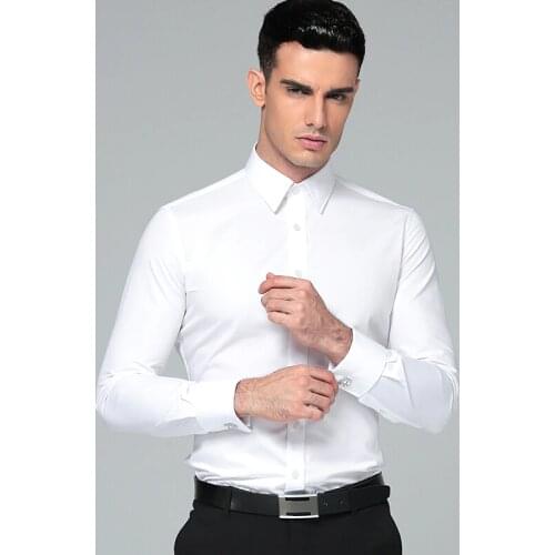 Brand New High Quality Gentleman Regular Fit Shirts for Men Business Long Sleeve Cufflink Cotton Solid Color Camisas De Hombre