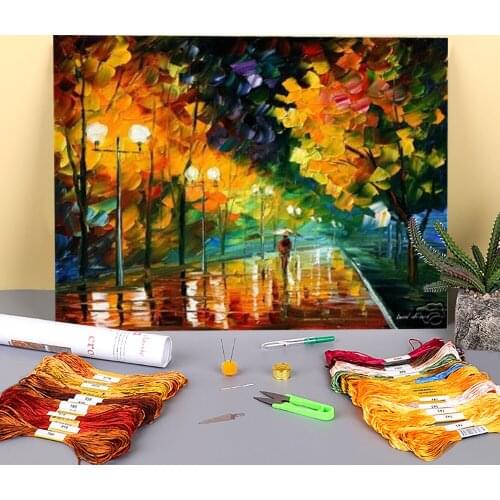 Night Park Printed Canvas 11CT Cross Stitch Set DIY Embroidery DMC Threads Handicraft Sewing Painting Knitting Promotions