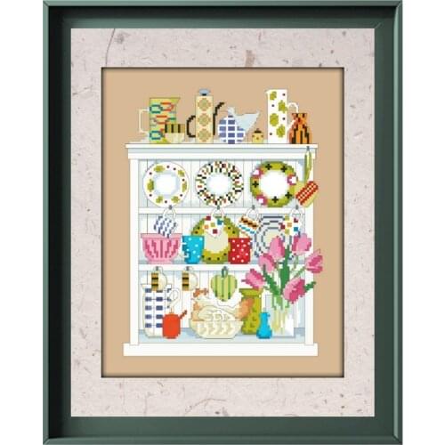 Beautiful kitchenware cross stitch package 18ct 14ct 11ct flaxen linen cotton thread embroidery DIY handmade needlework