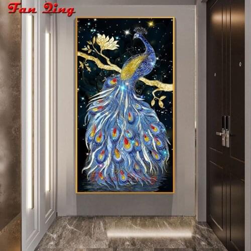 New 5d Diy Diamond Painting Peacocks Starry Sky Embroidery Crystal Round Square Rhinestone Mosaic Pictures Home Decoration