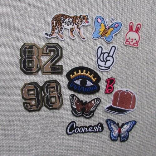 New butterfly leopard Patch Iron On Kid Cheap Embroidered Cute Cartoon Patche For Clothes Sticker Jacket DIY Badges Applique