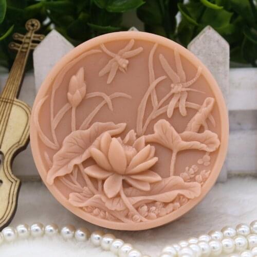 New Product!!1pcs Lotus and Dragonfly (zx284) Food Grade Silicone Handmade Soap Mold Crafts DIY Mould