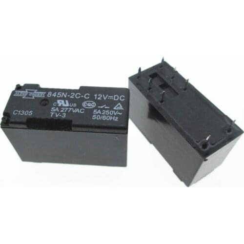 HOT NEW 12V relay 845N-2C-C-12VDC 845N-2C-C 12VDC 845N2CC 12V 12VDC DC12V 5A 250VAC DIP8