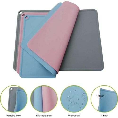 Silicone Pet Feeding Mat Cat And Dog Feeding Mat Non-slip Pet Food Mat Drinking Bowl Mat Waterproof Feeding Mat