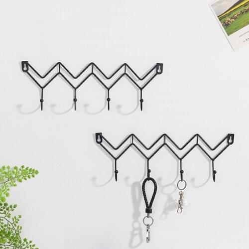 Nordic INS Home Decoration Iron Art Wave Wall Hanging Hook Clothes Hat Key Wall Storage Hanger Bedroom Living Room Coat Rack