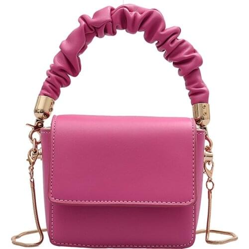 Shoulder Bags for Women 2021 Totes Handbags Crossbody Bags Super Mini Lipstick Bags with Short Handles Folds Pu Leather