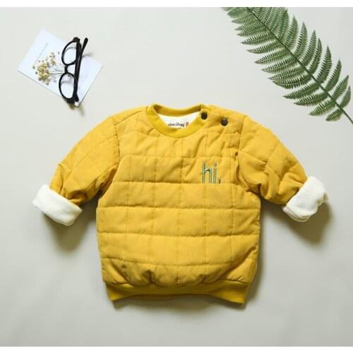 Baby boys new winter warm tops coat velvet plus sport outwear Children casual letter sweatshirts infant kids cotton outfits