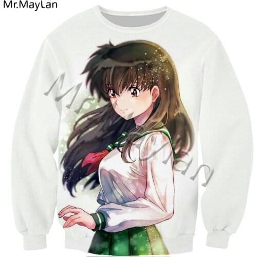 Anime Inuyasha Sweatshirts Print Higurashi Kagome 3D Outerwear Women Men Long Sleeve Crewneck Sportswear Coat Tops Harajuku