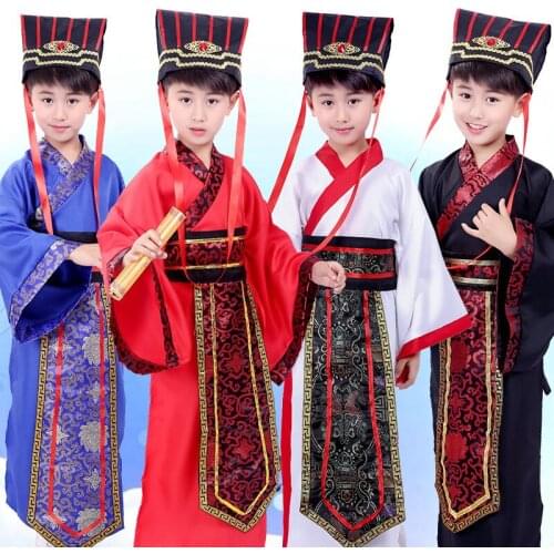 Traditional Dance Costume Chinese Festival Outfit for Boys Ancient Stage Performance Clothing Children Han Dynasty Wear