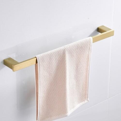 Leyden Stainless Steel 24" Towel Bar,Brushed Gold Single Towel Rack Square Shape Wall Mounted
