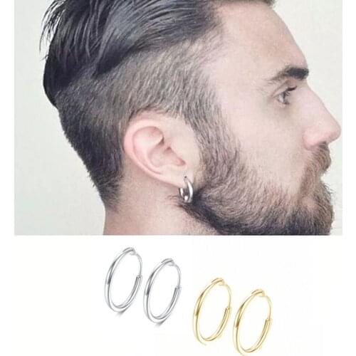 Claccic Fashion Women Men Punk Gothic Stainless Steel Simple Round Gold Silver Hoop Earrings Lover Earring Jewelry