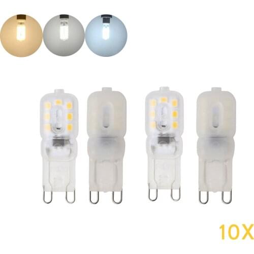 10X Dimmable G9 SMD 2835 Mini PC Transparent Shell 2835 14 Beads Silicone Lamp, 3 Colors, Low Power Consumption High Luminance