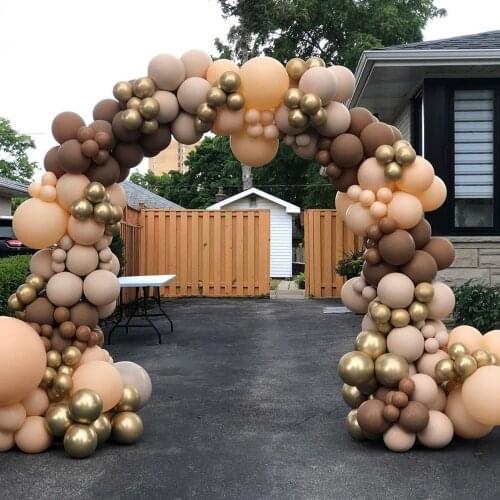 132Pcs Coffee Brown Balloons Garland Doubled Brown Skin Color Ballons Arch for Baby Shower Supplies Birthday Wedding Party Decor