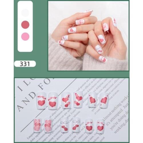 24pcs Box White Kawaii Nails Stuff French Polish Bride Fake Nails Supplies Anime Decal Butterfly Autumn Sexy Luxury Sequins