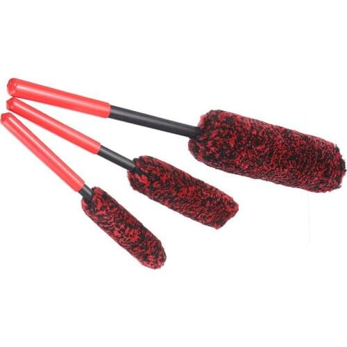 3pcs Wheel Woolies Plush Soft Wheel Cleaning Brush Car Detailing Brush Multifunctional Home Cleaning Brushes Kit